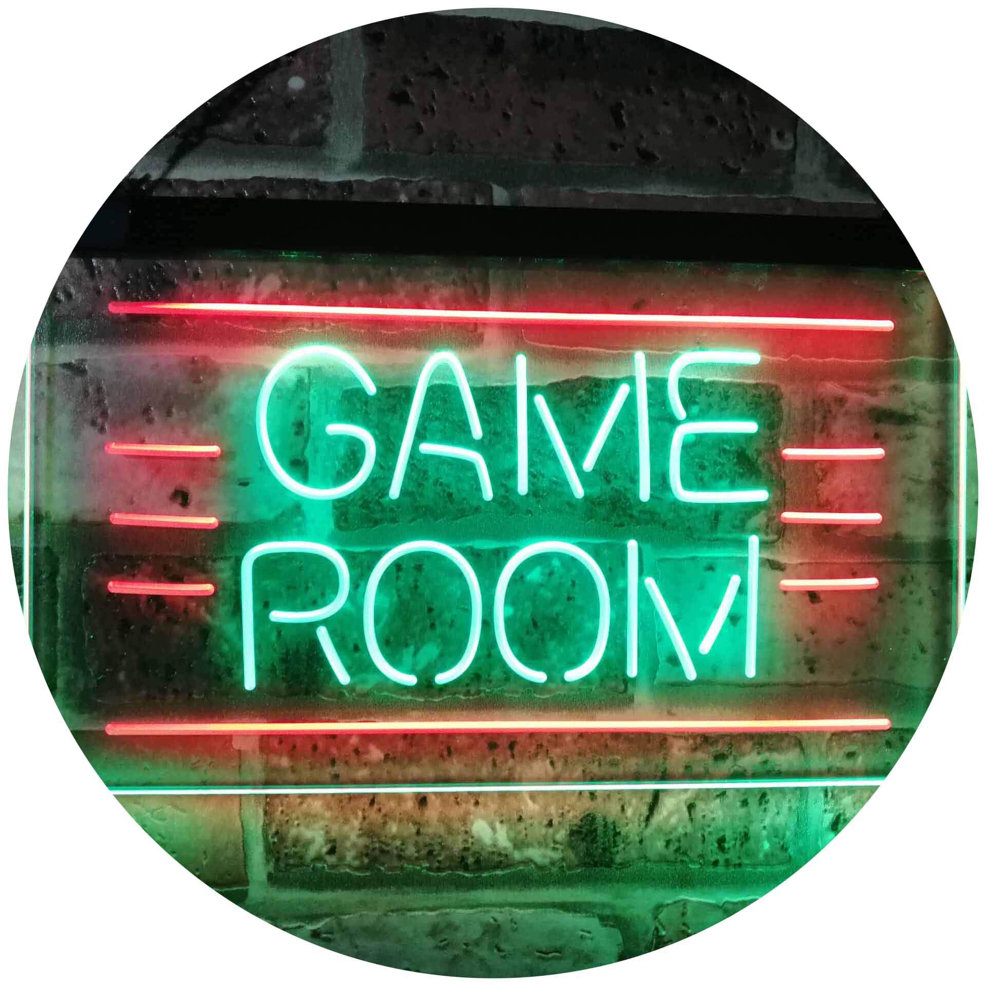 ADVPRO Game Room Man Cave Bar Display Dual Color LED Enseigne Lumineuse Neon Sign Vert et Rouge 400 x 300mm st6s43-i2338-gr