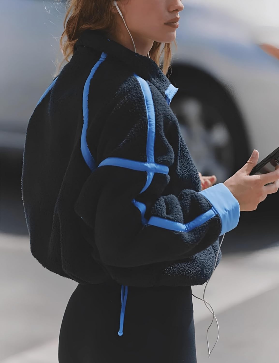 Aimiray Fleece Jackets Women Long Sleeve Zip Up Stand Collar Sherpa Jackets Warm Soft Trendy Teddy Outerwears with Pockets - Image 4