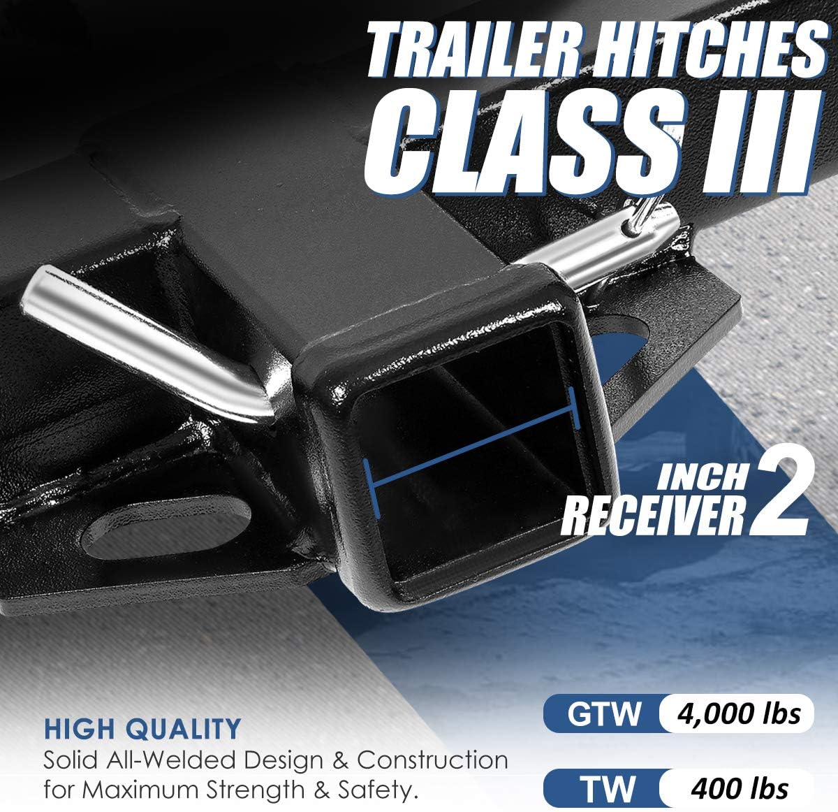 Auto Dynasty 2 Inches Class 3 Trailer Hitch Receiver Compatible with Jeep Wrangler 97-06