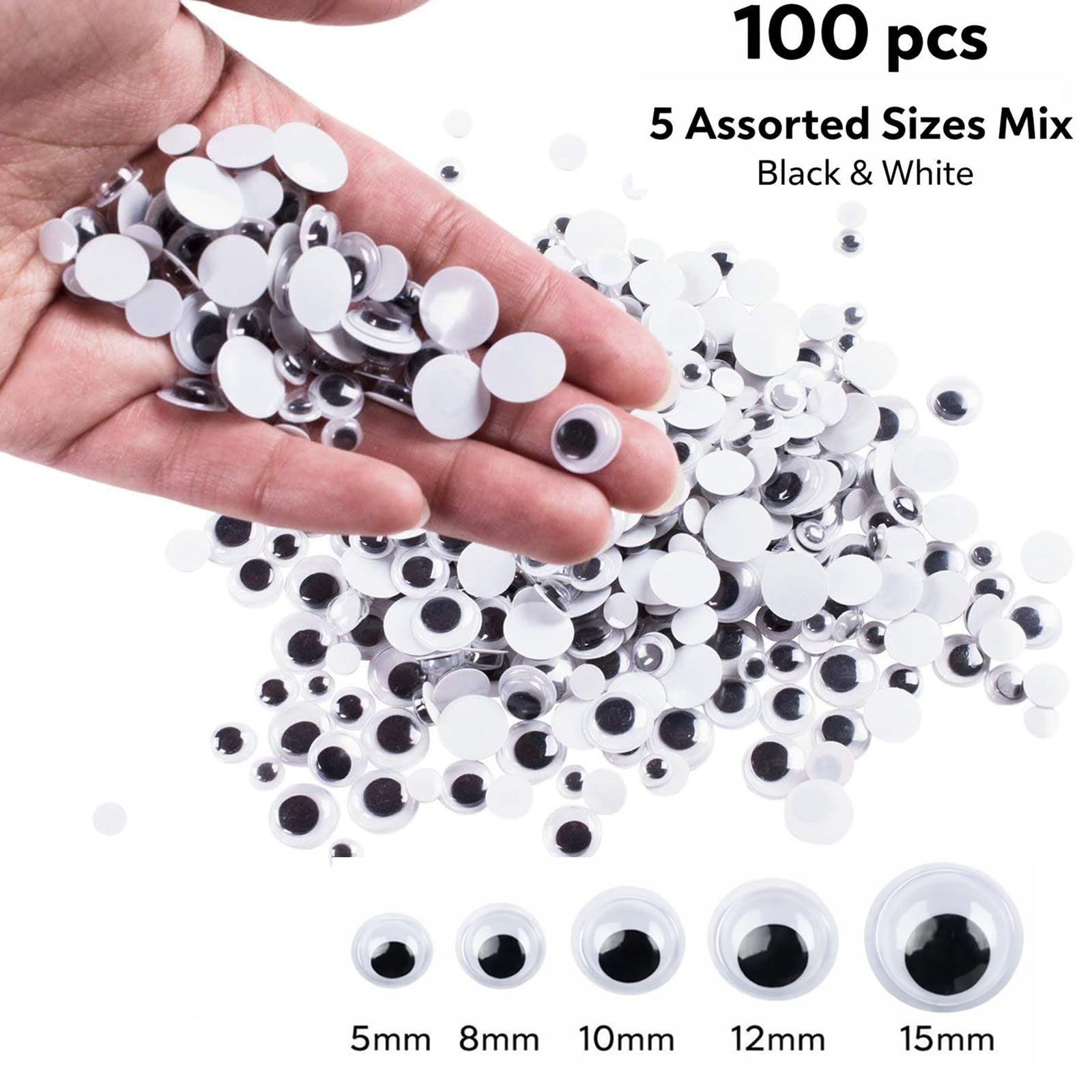 Googly Eyes for Crafts - 100 Assorted Pack -2