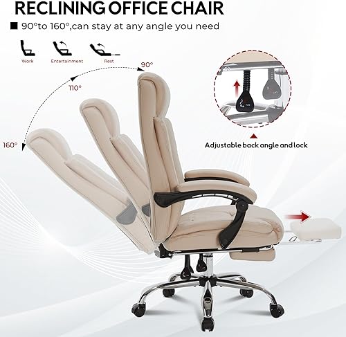 Miniatura 4 de Silla de oficina ejecutiva reclinable de 400 libras con reposapiés, silla de oficina ergonómica grande y alta, sillas de escritorio de oficina en