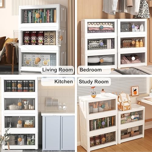 Miniatura 2 de Contenedores de almacenamiento apilables, 3 paquetes de organizadores y almacenamiento de armario de 23 galones, contenedores de almacenamiento