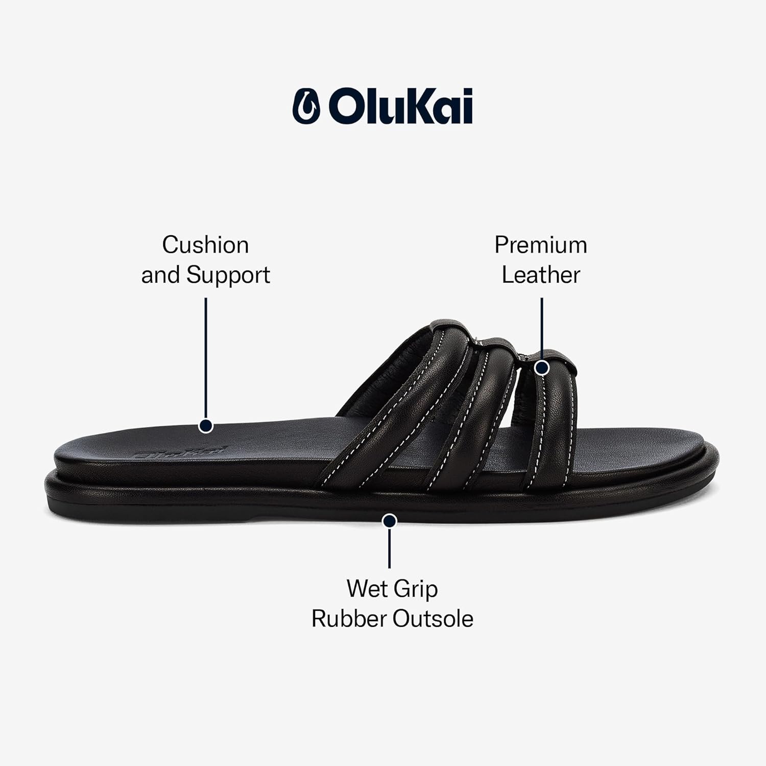 OLUKAI Tiare Women's Slide Sandals, Premium Leather & Stylish Design, All-Day Comfort & Support - Image 5