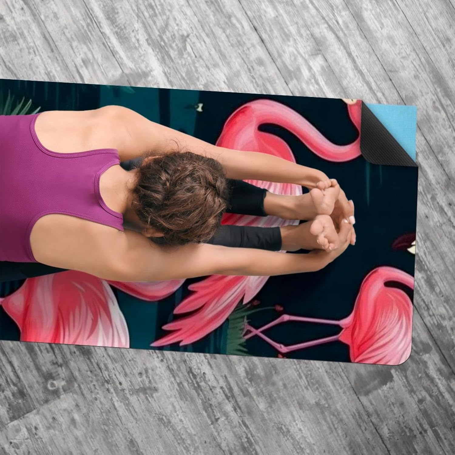 Yoga Towel, Tropical Flamingo Pattern Non Slip Sweat Absorbent Hot Yoga Mat Towel for Hot Yoga, Pilates and Fitness - 72.8" x 26.8"