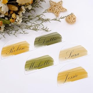 JINMURY 20 Pcs Half Circle Acrylic Place Cards for Weddings-Arch Acrylic Blanks Seating Cards DIY Handwritten Blank Clear Arch Acrylic Guest Name Cards Wedding Escort Cards for Wedding Table Decor