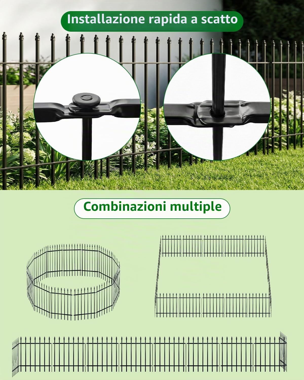 ARIFARO Recinzione Decorativa da Giardino in Metallo, 71cm di Altezza x 56cm di Larghezza, Confezione da 5, Barriera per Animali Domestici, Recinzione da Giardino per Esterni, Patio, Prato, Cortile