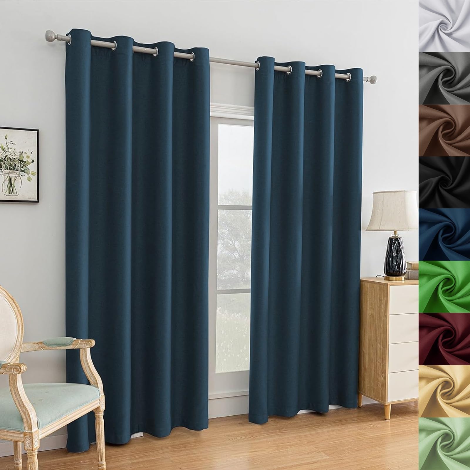 Rideau occultant bleu foncé pour une chambre au calme et un salon sans reflets lumineux