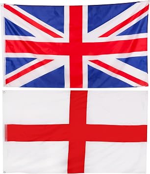 Toyland  2 Piece 5ft x 3.3ft 152cm x 101cm Large St George England & British Union Jack Flag - Perfect For English Celebrations - Party Decorations - World Cup & Euros