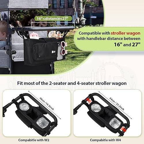 Miniatura 2 de ZZM Organizador de cochecito para consola para padres, compatible con WONDERFOLD W2&W4&X, Jeep Deluxe Wrangler, EVER AVANCED Wagon, accesorios para