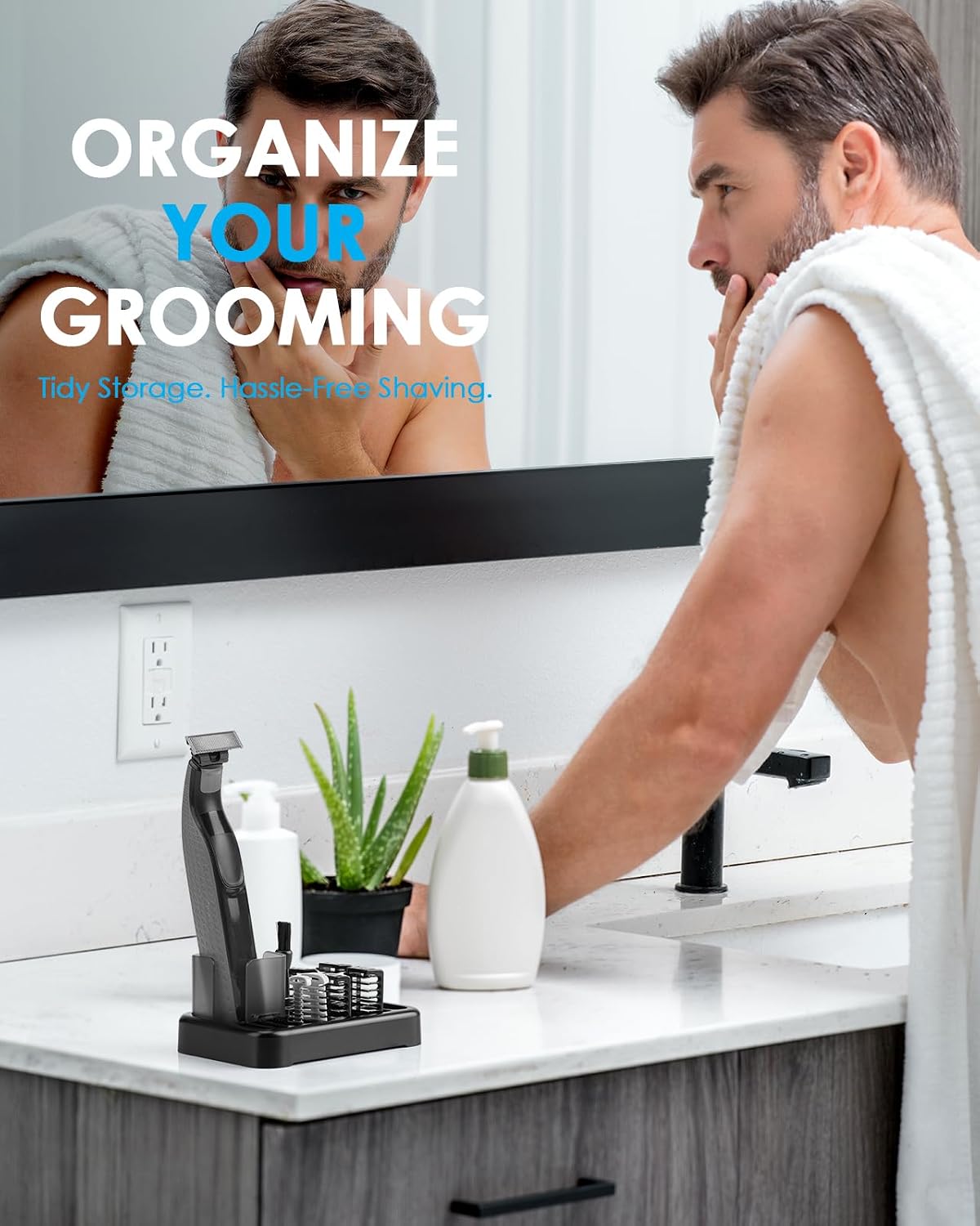 Guard Combs with Shaver Stand Kit for O Blade QP2724/QP2834/QP2520/QP2630/QP65XX/QP66XX OBlade Pro, 0/3mm Body Comb + 1/2/3/5mm Bi-Directional Guards, Electric Shaver Attachments Accessories, 9PC