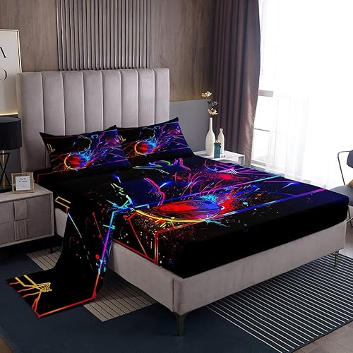 Erosebridal Juego de sábanas de baloncesto tamaño individual 3D para niños, adolescentes, niños, hombres, teñido anudado, fuego y hielo, juego