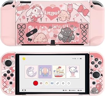 GeekShare Protective Case Slim Cover Case Compatible with Switch and Joy Con - Shock-Absorption,Anti-Scratch - Gothic Bunny for Switch OLED Model