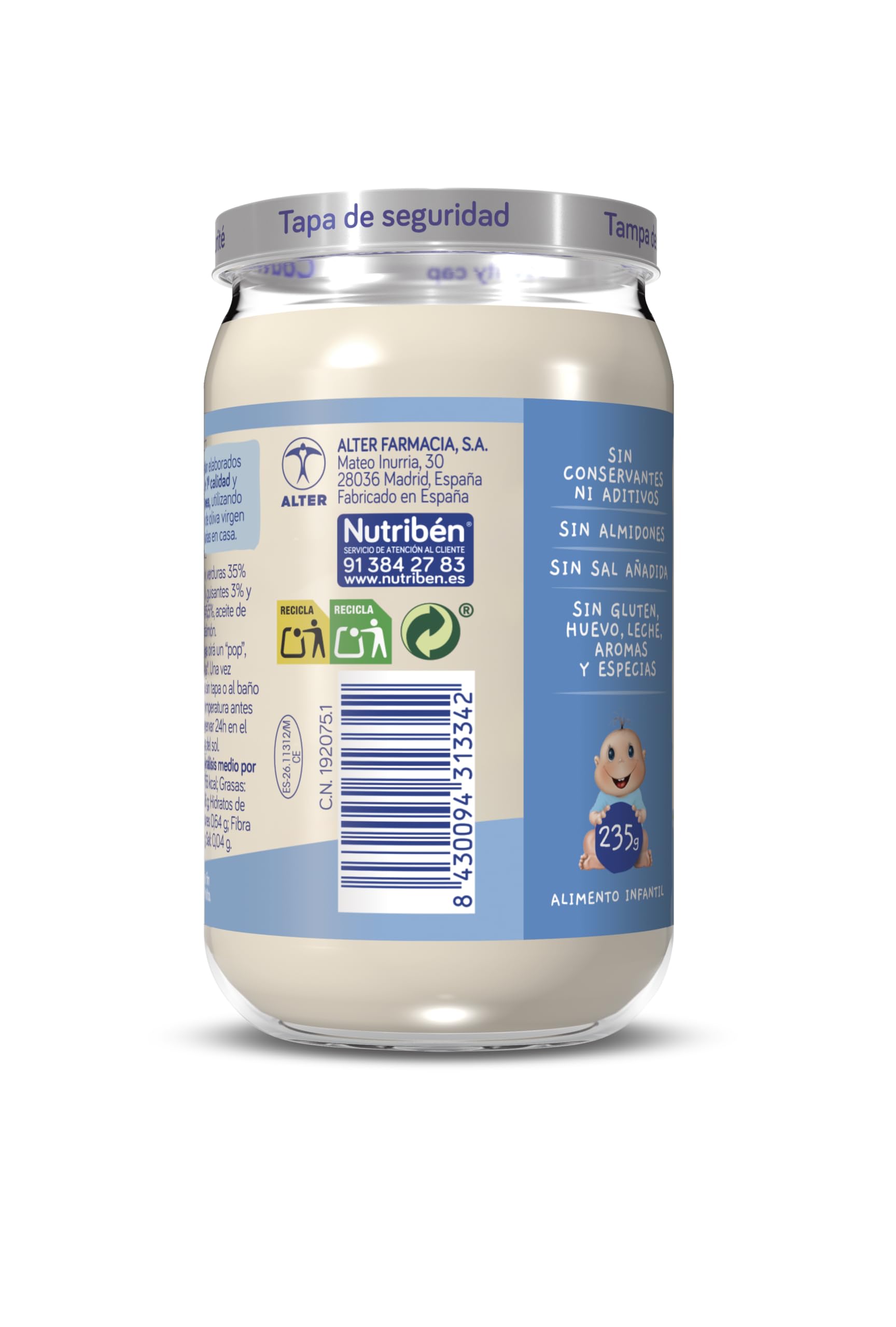 Nutribén Potitos De Verduritas con Lenguado Pack de 6 x 235 gr Desde los 6 meses