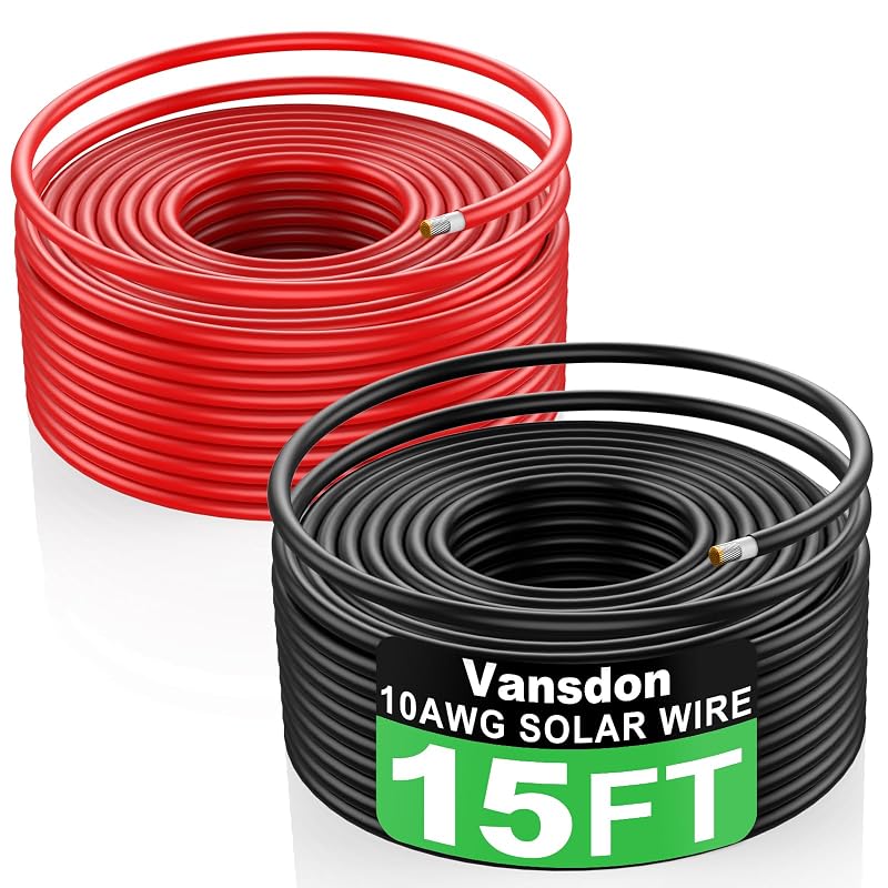 Cabo solar fotovoltaico Vansdon 10 AWG em cobre estanhado com XLPE, 2 x 4,57 m