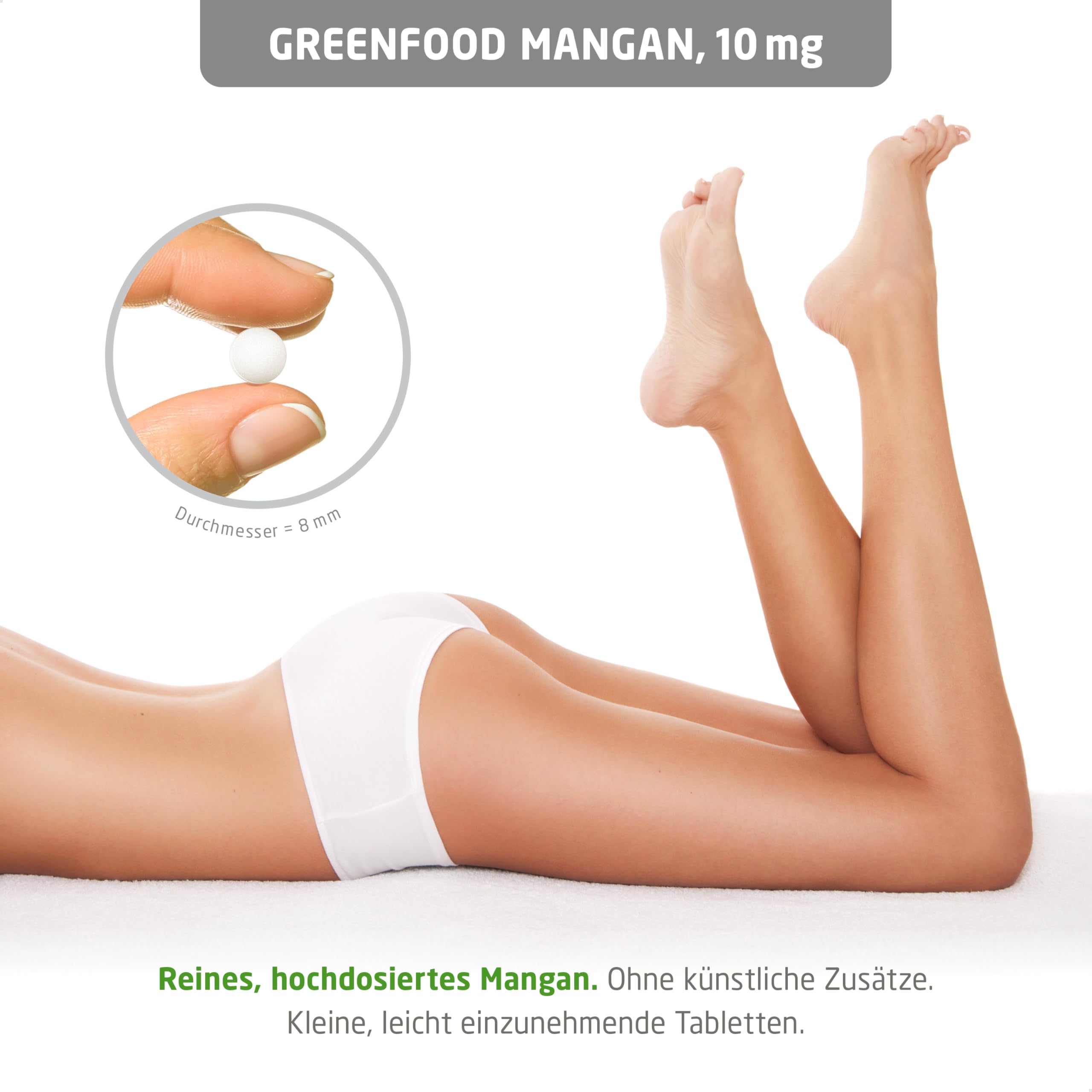 Mangan Tabletten, hochdosiert, 10mg - 180 Stück, vegan. Mangan Bisglycinat - wichtig für den Aufbau von Bindegewebe, Knorpel & Knochen. OHNE künstliche Zusätze - laborgeprüft. Von Greenfood.