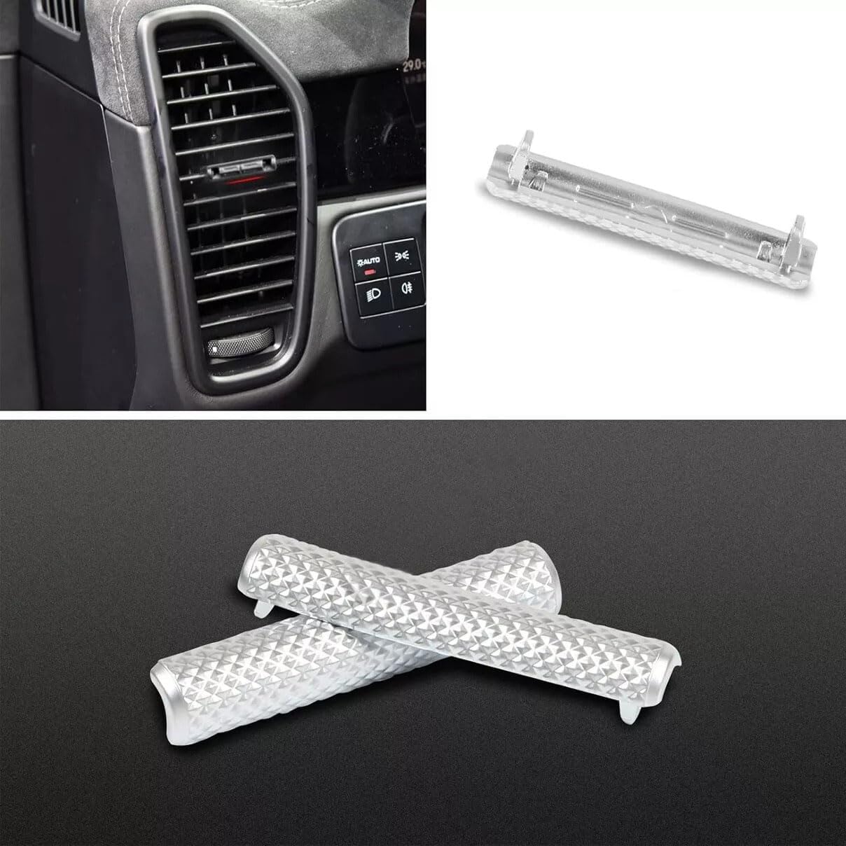 Chrome A/C Vent Toggle Piece Outlet Clip Strip Trim for Porsche Cayenne 2017 2018 2019 2020 2021 2022 (4PCS), 2017-22