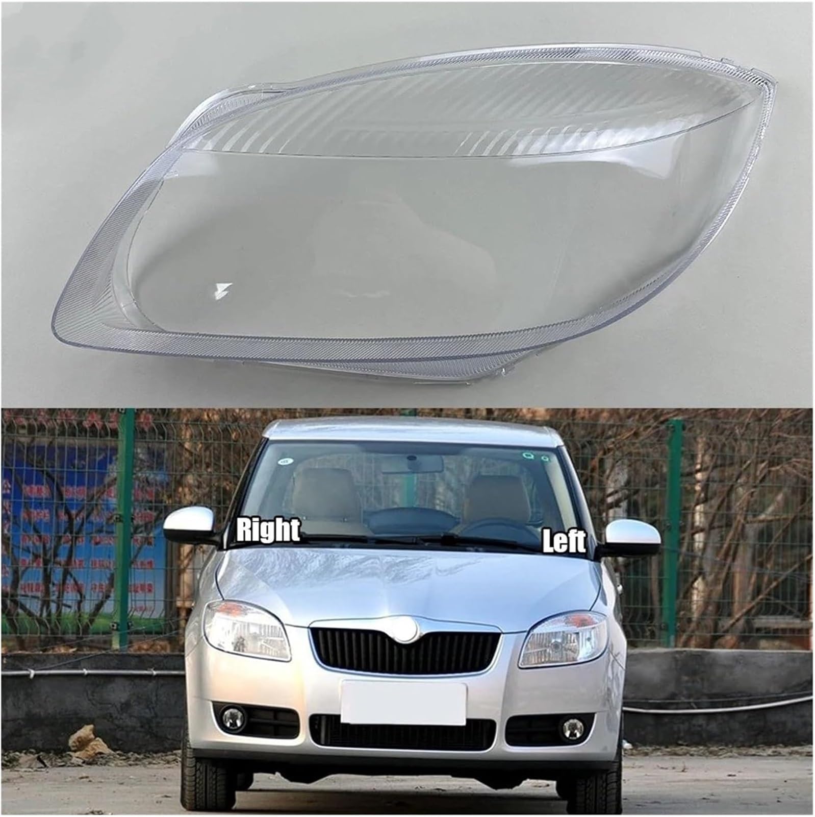 Scheinwerferabdeckungen für Auto Für Skoda Für Fabia 2008 2009 2010 2011 Scheinwerfer Abdeckung Transparent Lampe Shell(Left Right)
