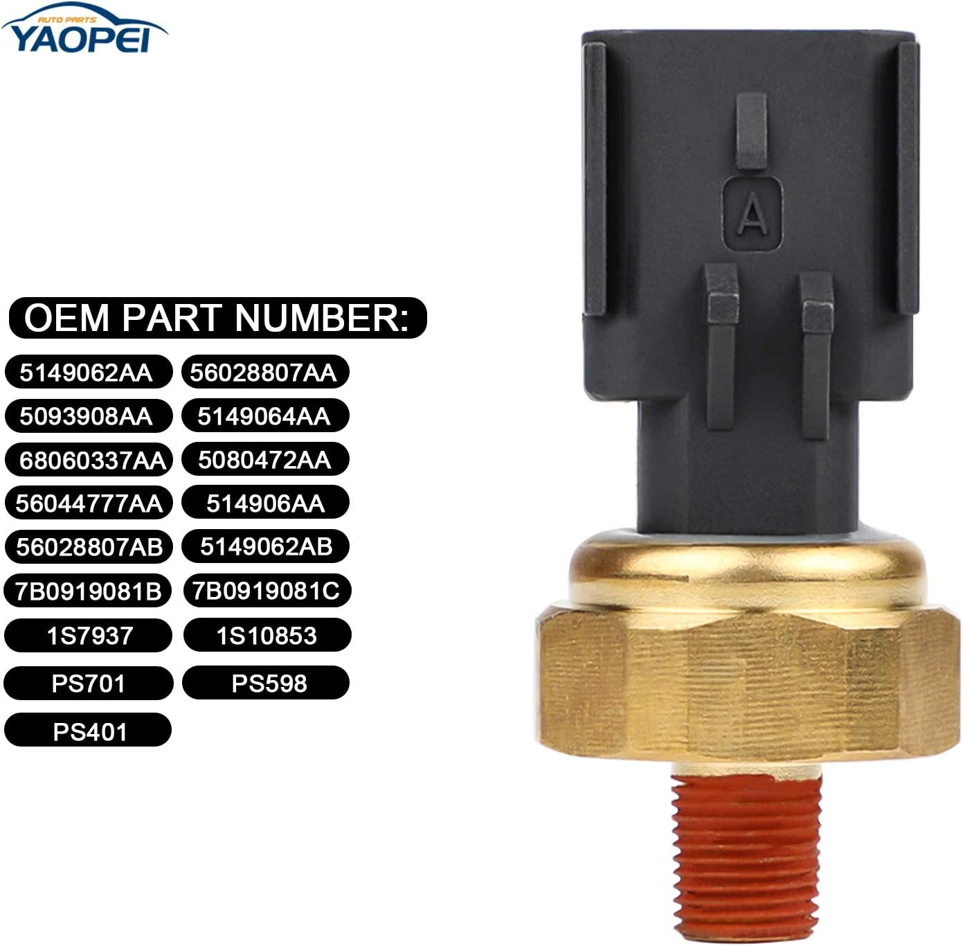 Engine Oil Pressure Sensor Sender Switch 5149064AA 5149062AB Compatible with Dodge Ram 1500 2500 3500 Chrysler 200 Jeep Grand Cherokee for Volkswagen Replace# 5080472AA PS418 PS401 PS317 1S6755