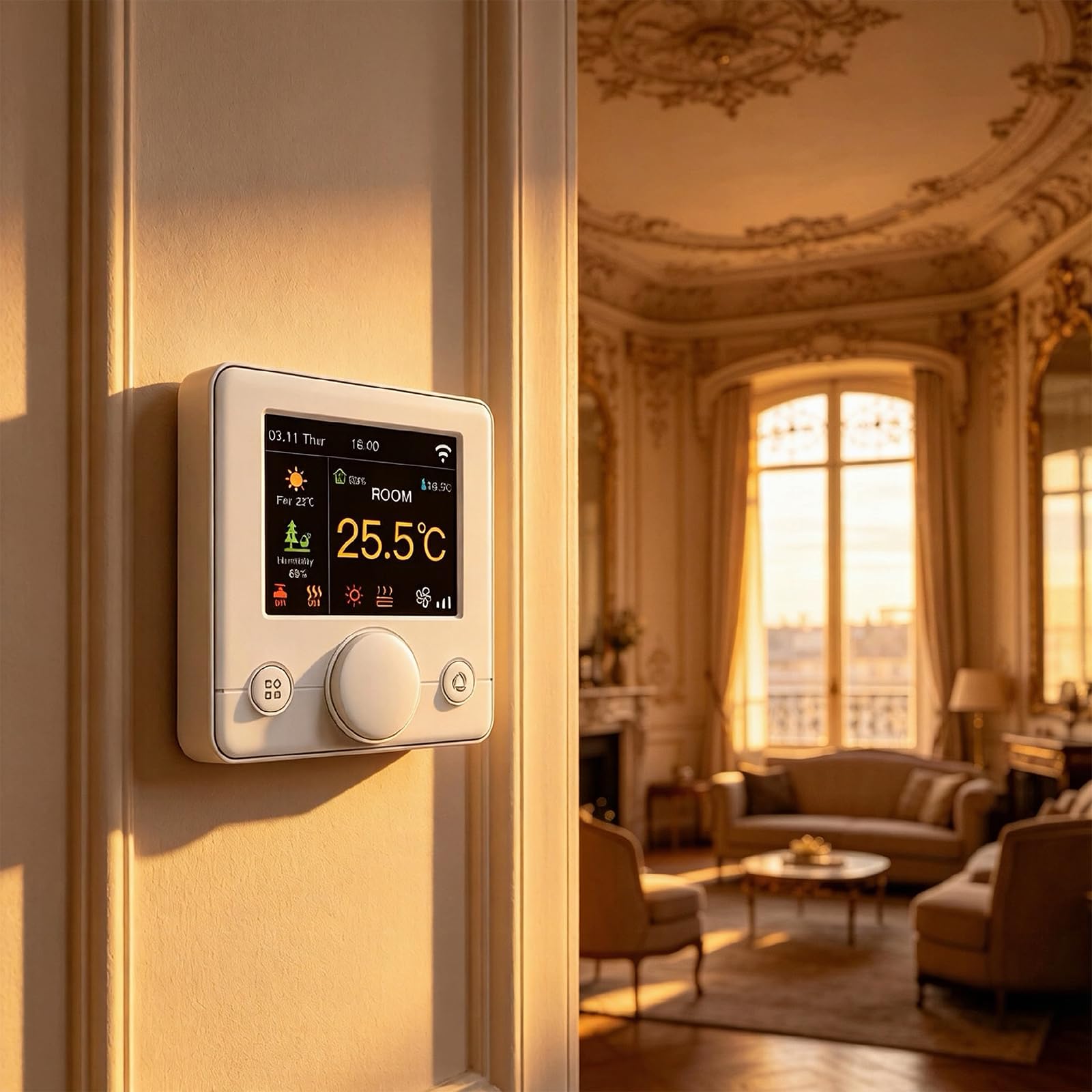 Smart Wifi Termostato Aria Condizionata con Schermo LCD a 4 Tubi con Schermo LCD a Colori, Funziona con Alexa Google Home, 95 ~ 240 V AC