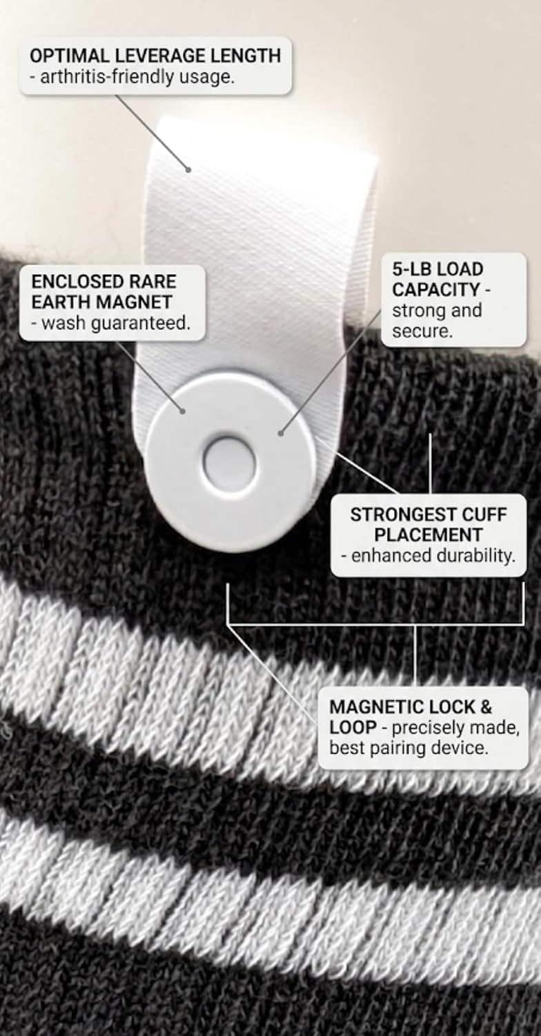 Socks (3 pair) - with Magnetic Closure – Keeps Socks Together in Wash – No Lost Socks Crew or Ankle