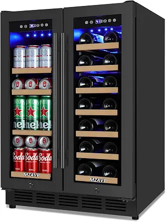 24-Inch Dual Zone Wine and Beverage Refrigerator with Glass Door, Black