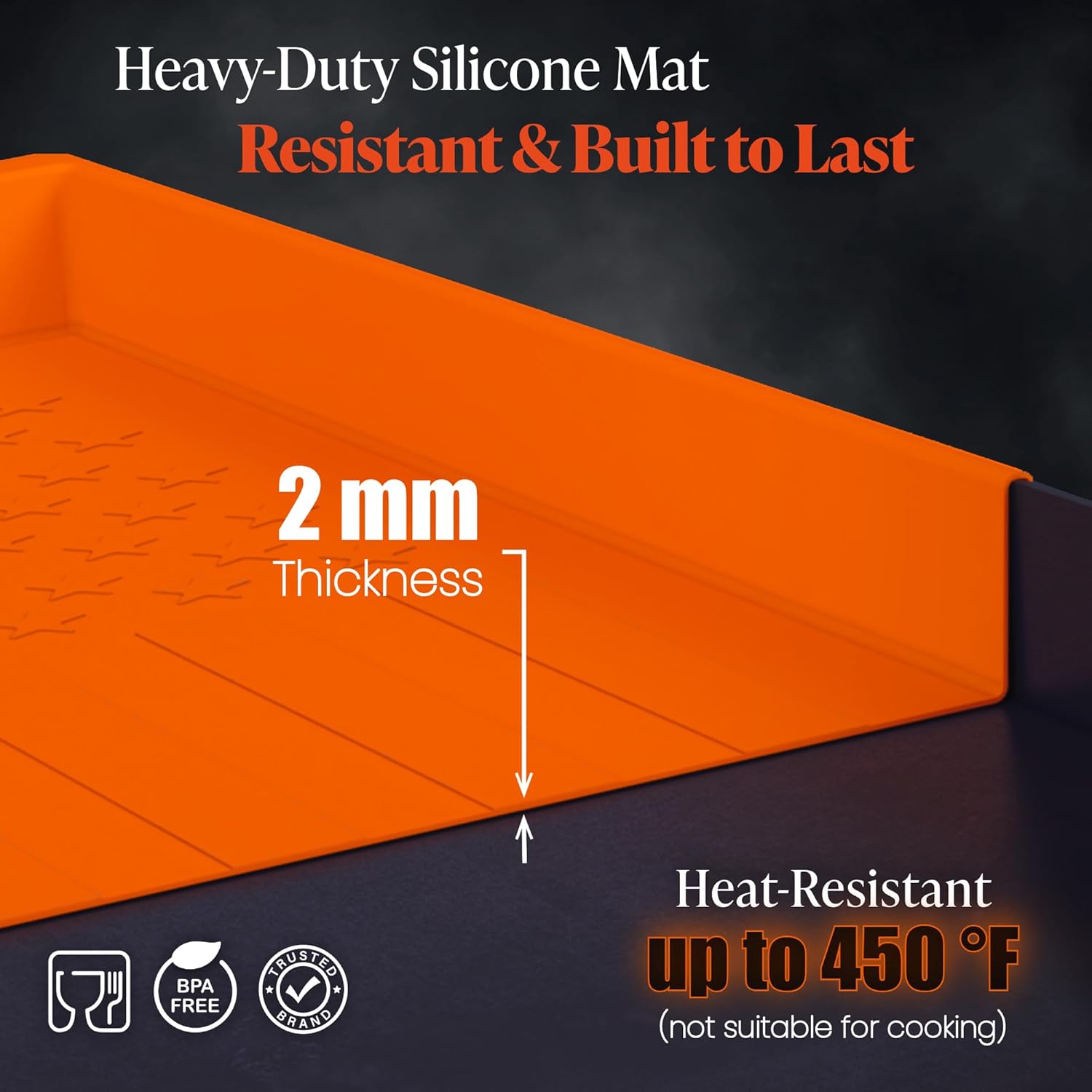 28 inch Silicone Griddle Mat Cover for Blackstone Grill, Embossed American Flag Design, Heavy Duty Weather-Resistant Rust & Dirt Protector, Fits Standard Flat Top Model (Not Omnivore or XL), Orange
