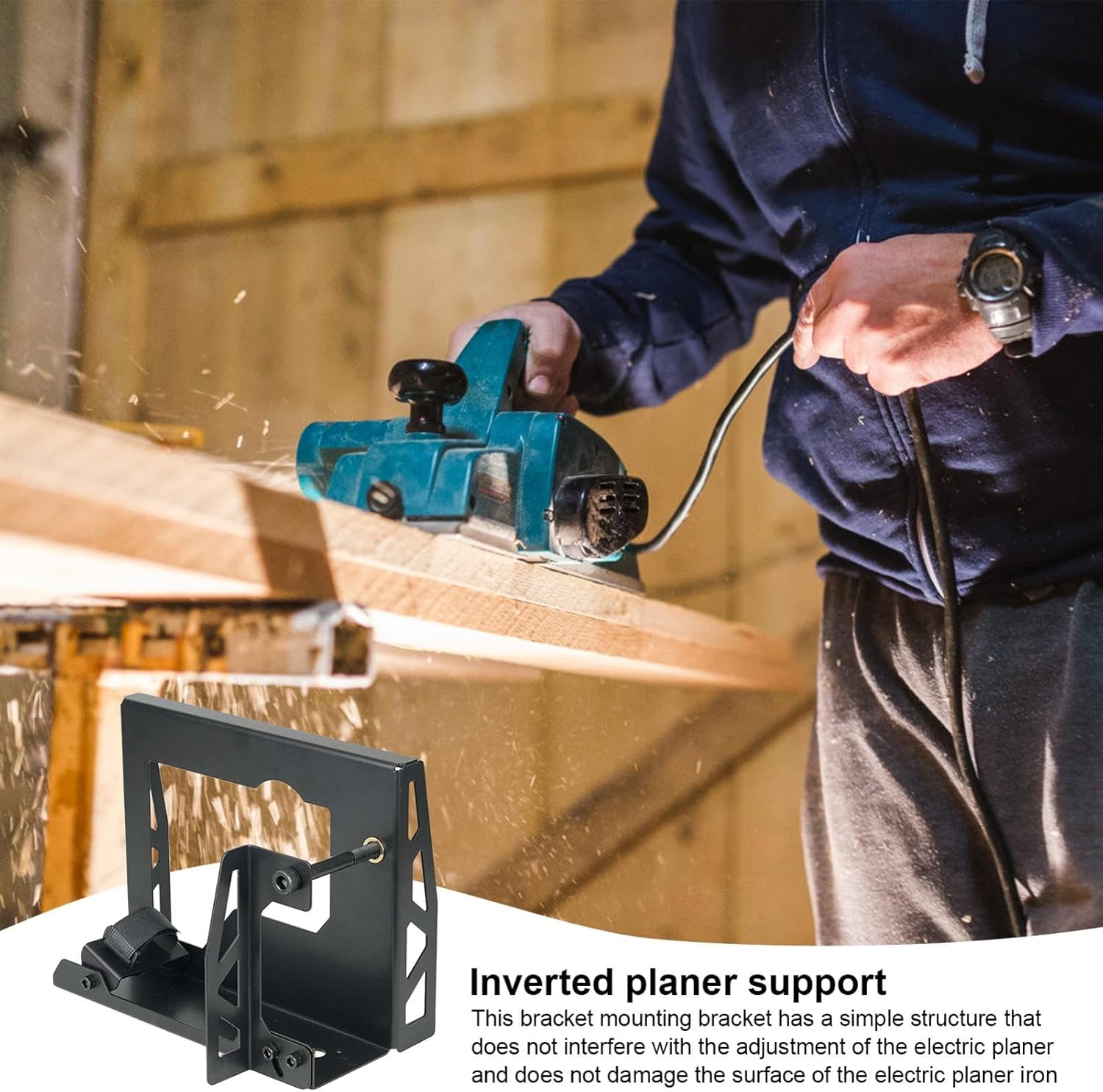 Electric Planer Bracket - Adjustable Tool Holder, Woodworking Support Mount | Sturdy Steel Construction, Inverted Position Stable for Enhanced Precision in Smoothing, Wood Shaping