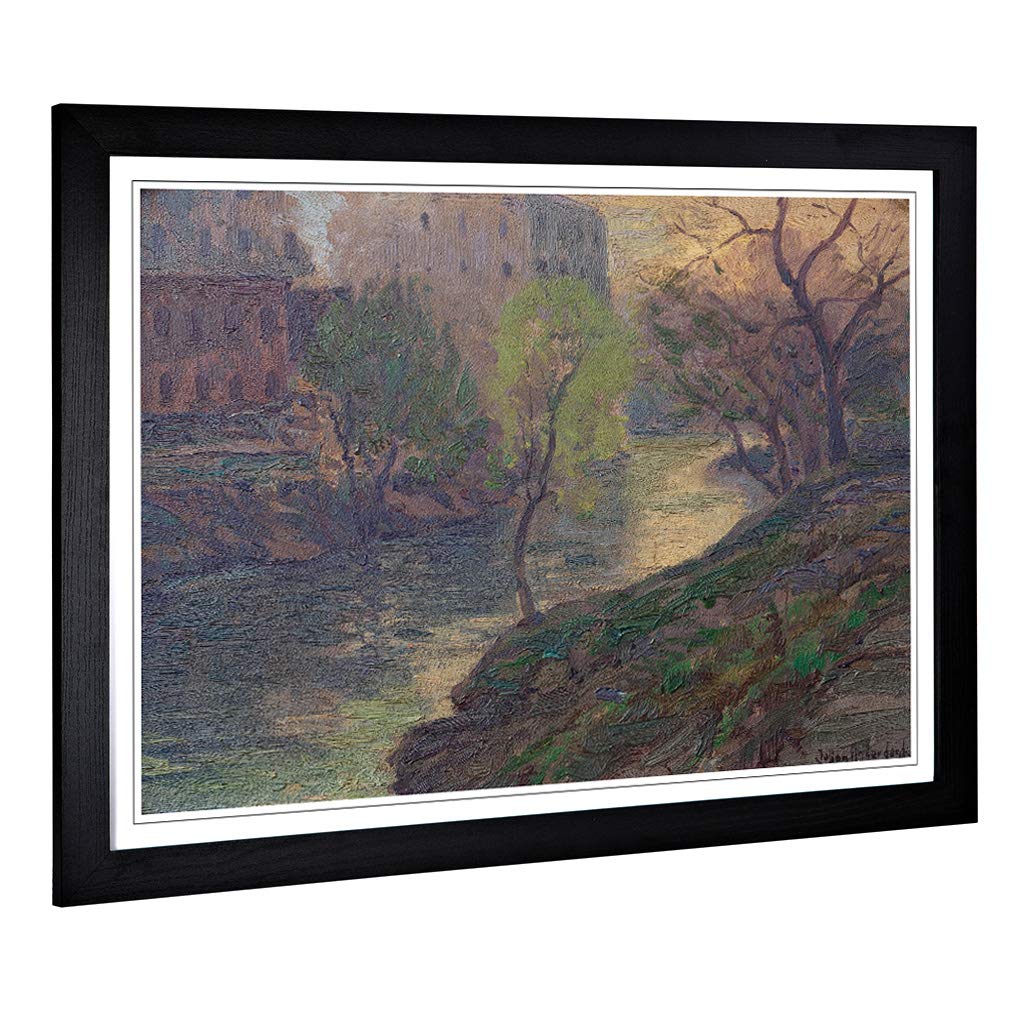 Big Box Art Framed Print of Julian Onderdonk San Antonio River Design | Wall Art Picture | Home Decor for Kitchen, Living Room, Bedroom, Hallway, Black, A2 / 24.5x18 Inch / 62x45cm