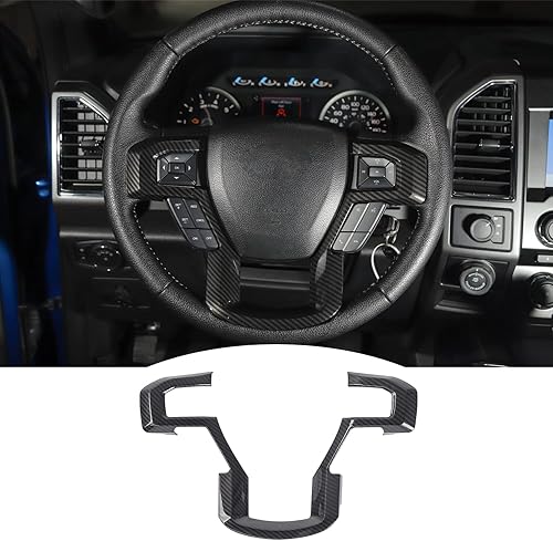 Linskip Moldura para volante compatible con Ford F150 2015-2020 y F250 F350 Super Duty 2017-2022, para Ford Expedition 2018-2021, funda para Negro