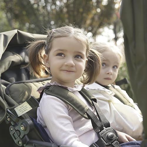 Miniatura 9 de Familidoo H4E Quad Lidoo Lite Cochecito de 4 plazas para niños, ligero y plegable con asientos reclinables, arnés de 5 puntos, toldo doble y