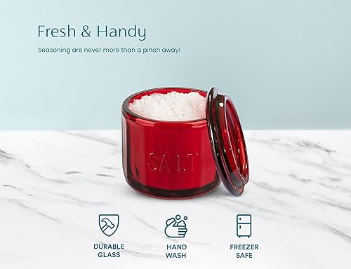 Miniatura 4 de KooK Salero de Vidrio, con Tapa, Vidrio Prensado en Relieve, Recipiente de Almacenamiento Transparente, para Café, Azúcar, Especias y Dulces, 10 oz