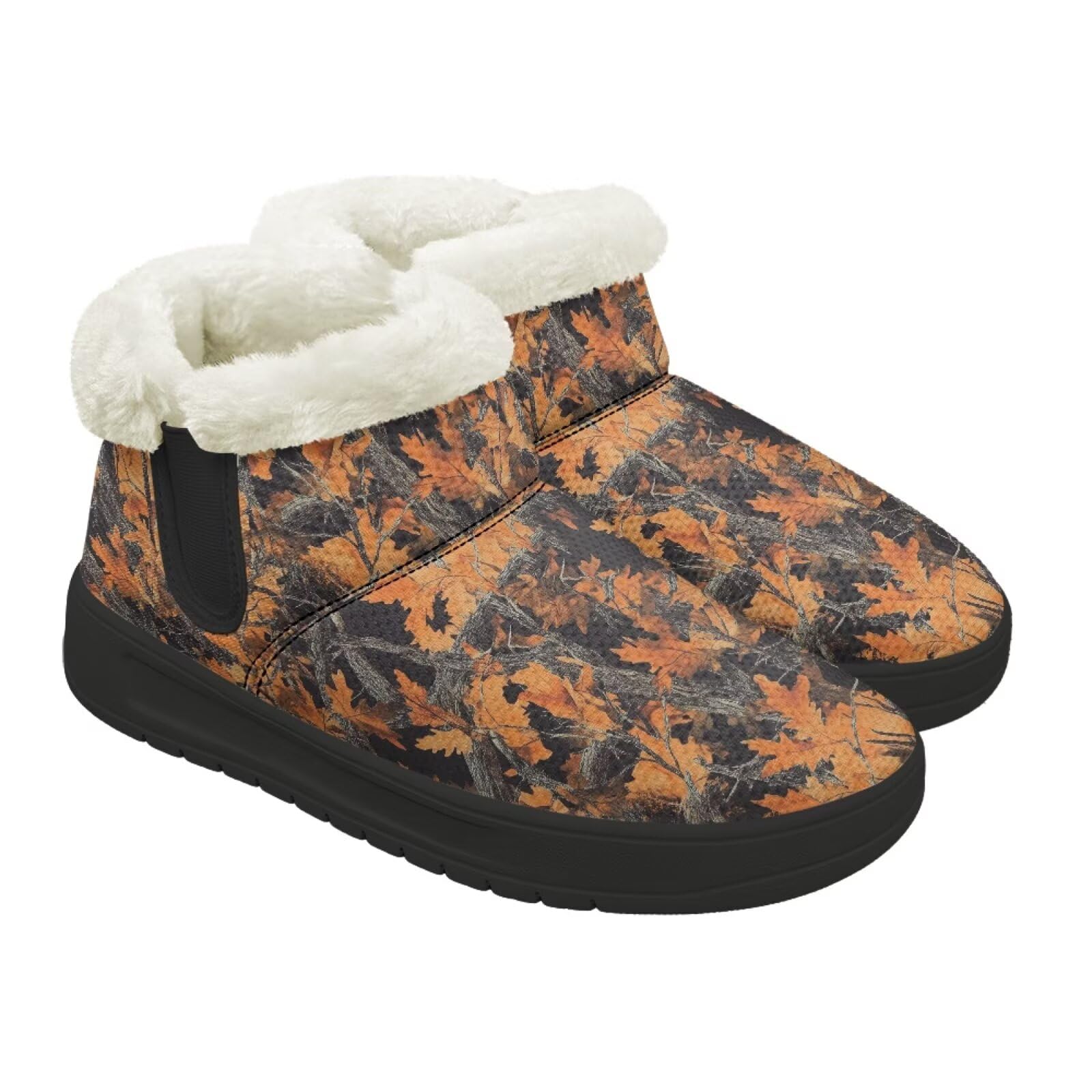 Howilath Snow Boots for Women Flannel Short Ankle Boots Anti Slip Winter Shoes with Black EVA Sole