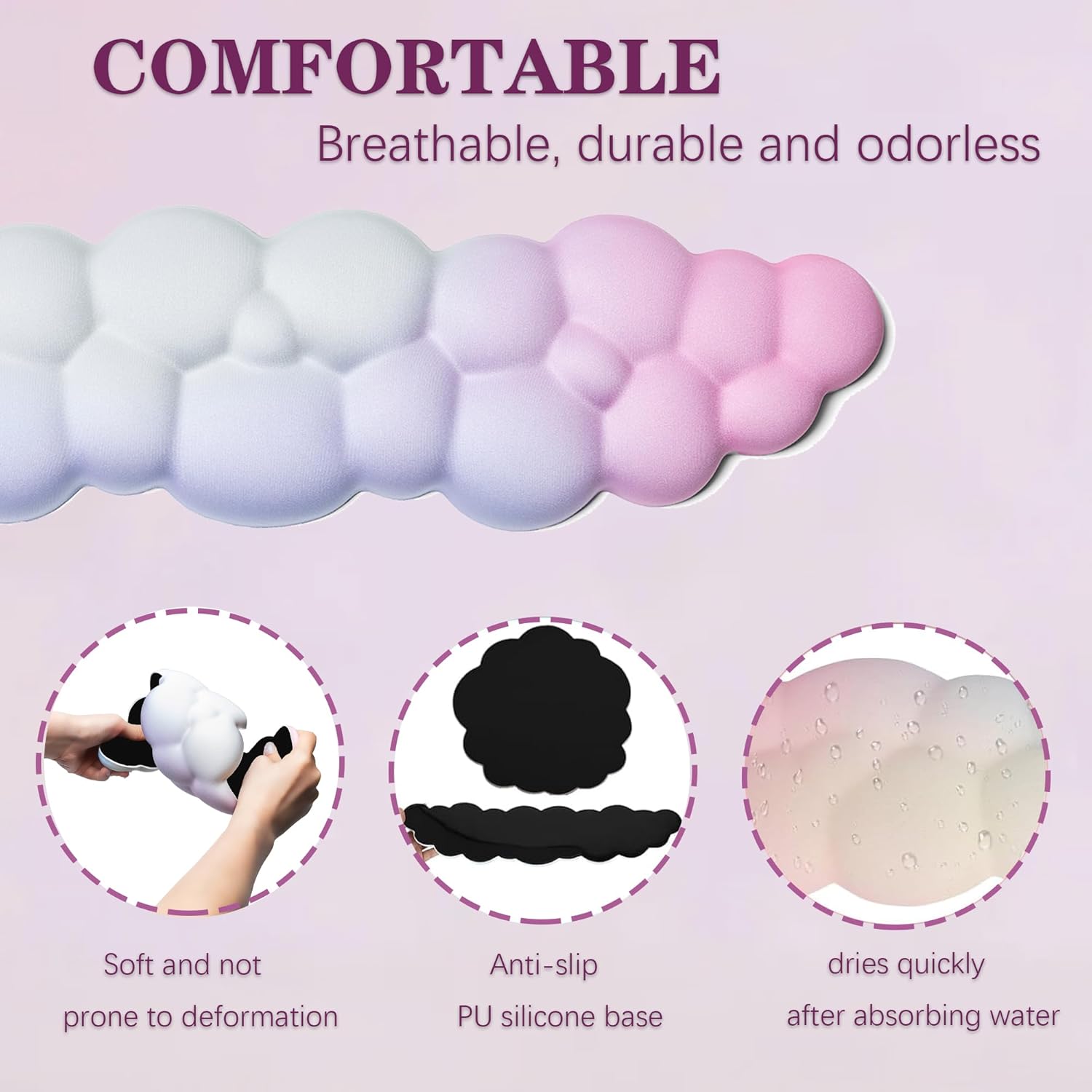 Cloud Mouse Pad with Wrist Rest, Cloud Keyboard Wrist Rest Set for Memory Foam Non-Slip Base Ergonomic Support,Computer Keyboard Laptop Offices(Orange Blue Yellow)