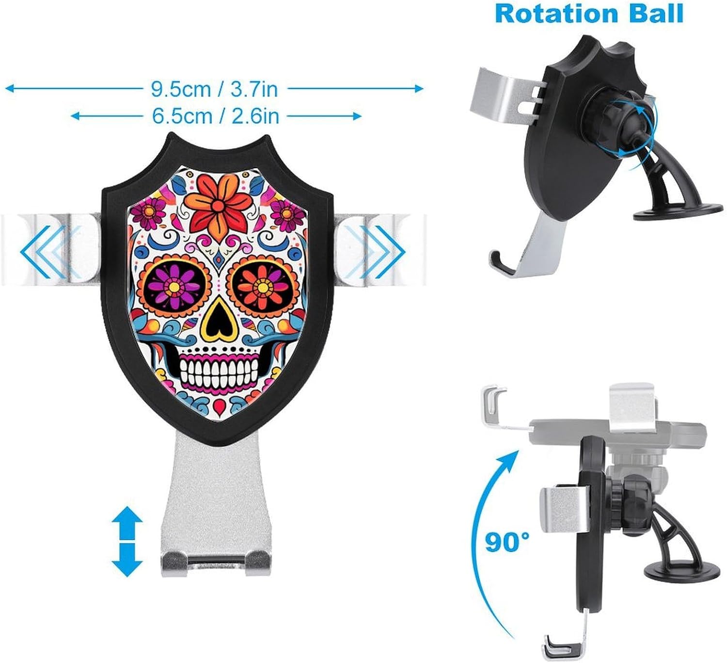 Portable Car Phone Holder Mount with Suction, Ventilation Clip image 2
