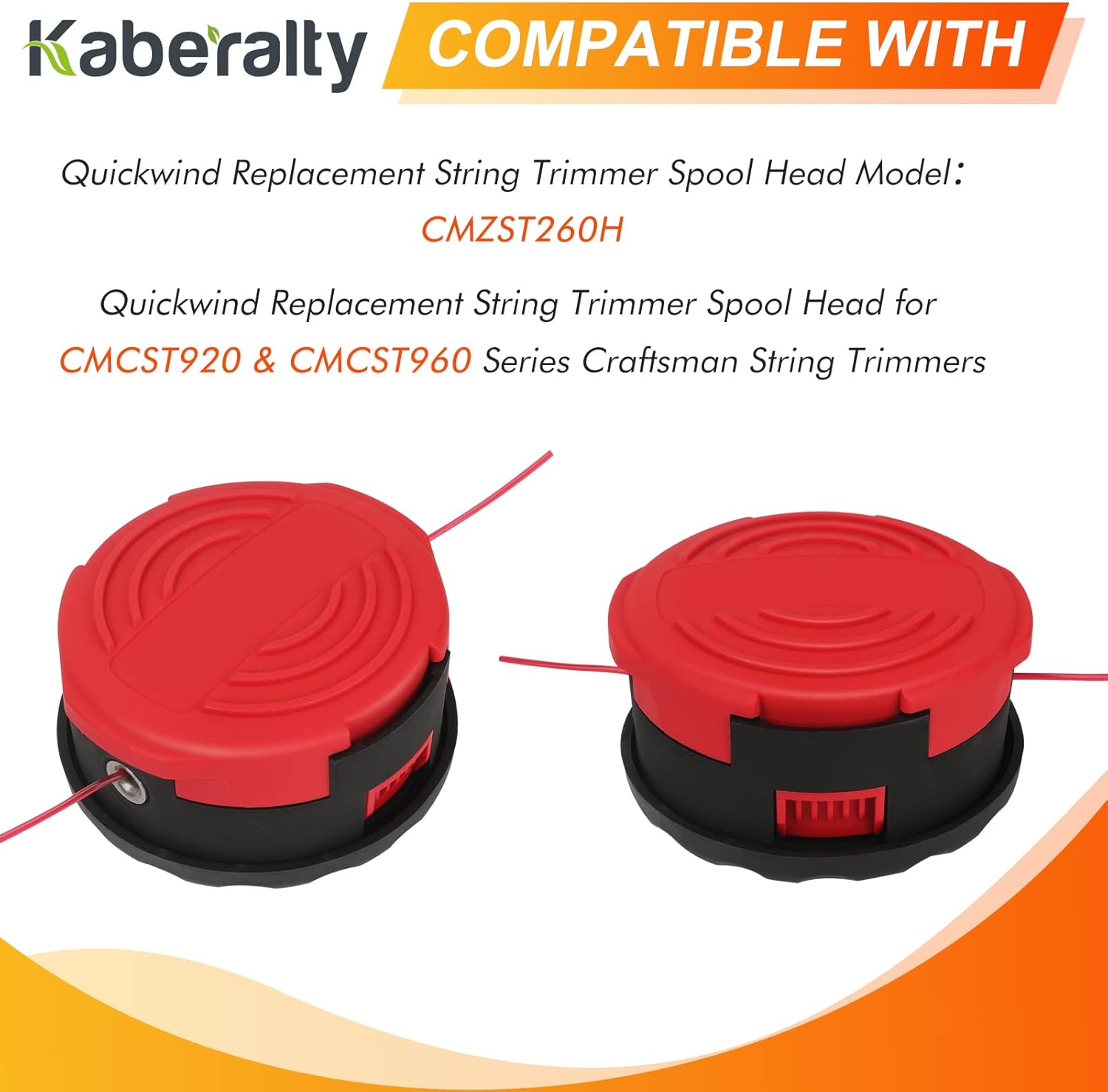 CMZST260H Replacement String Trimmer Spool Head Compatible with Craftsman CMCST920 & CMCST960 Series String Trimmers with Pre-Wound 0.080" 20ft Line