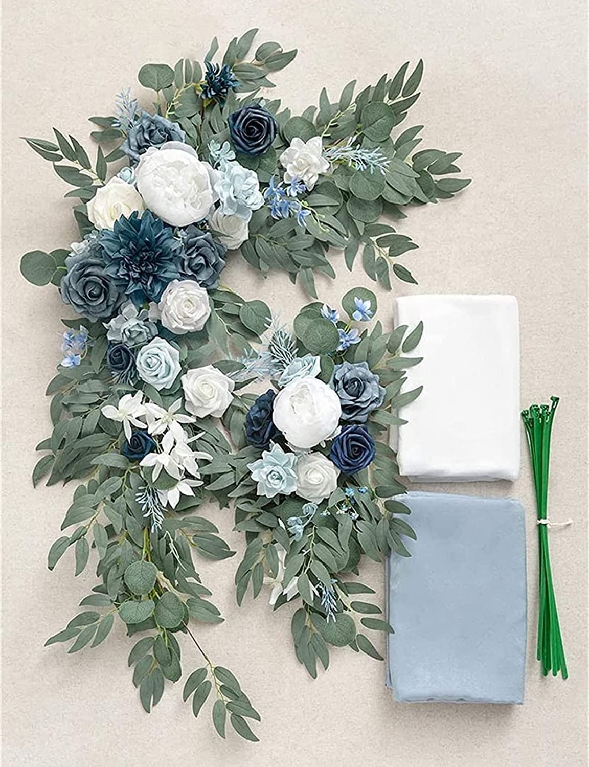 Kunstmatige bruiloft boog bloemen kit 2 stks kunstmatige bruiloft boog bloemen met 1 st semi-Sheer Swag voor ceremonie en receptie achtergrond decoratie (roze
