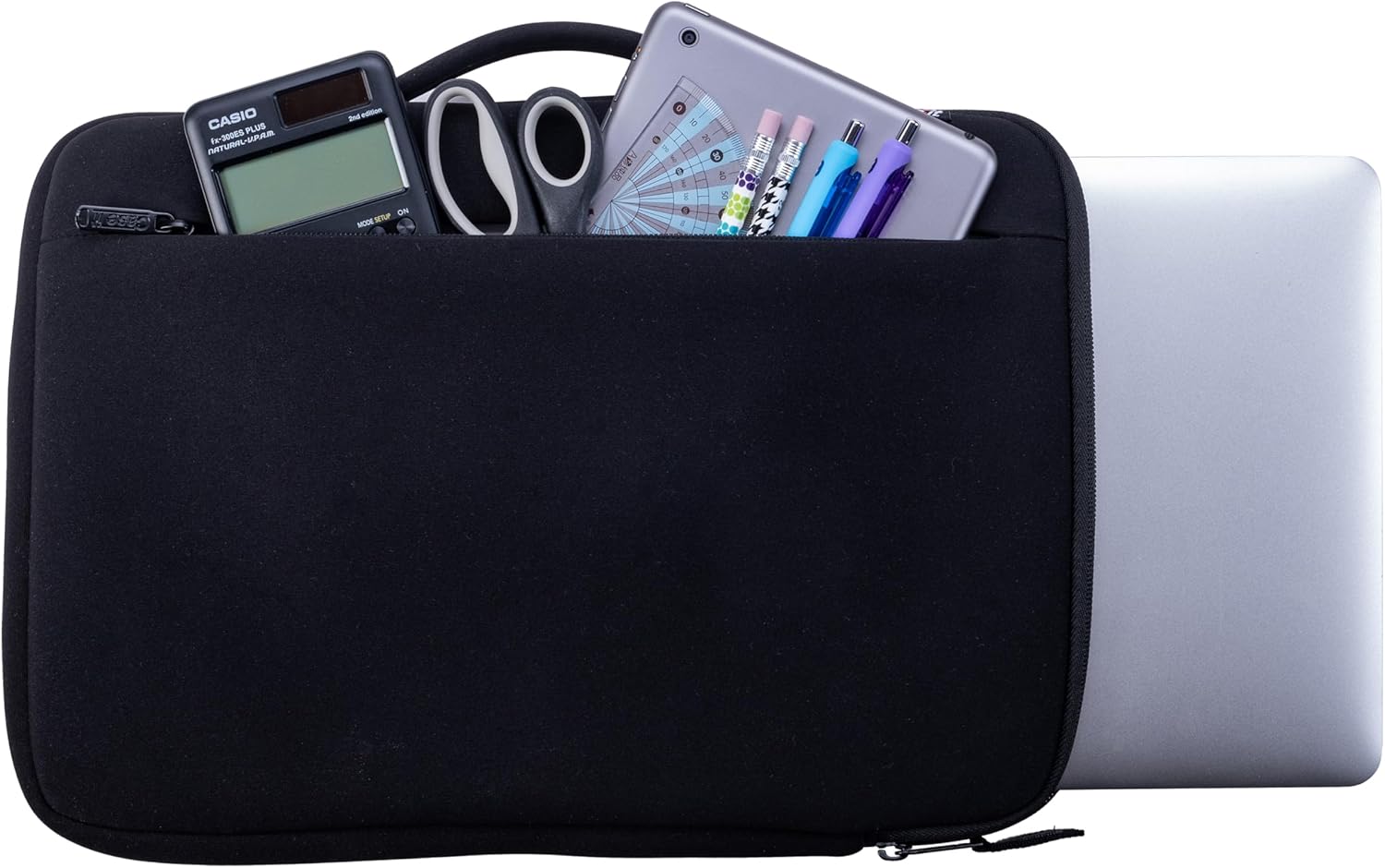 Case-it 6 Pack Neoprene Padded Laptop Sleeve | Holds Up to 13 Inch Laptop/Tablet | Easy Handle to Carry | External Zipper Pocket | Laptop Protector | LAP-514-NEO-C Black