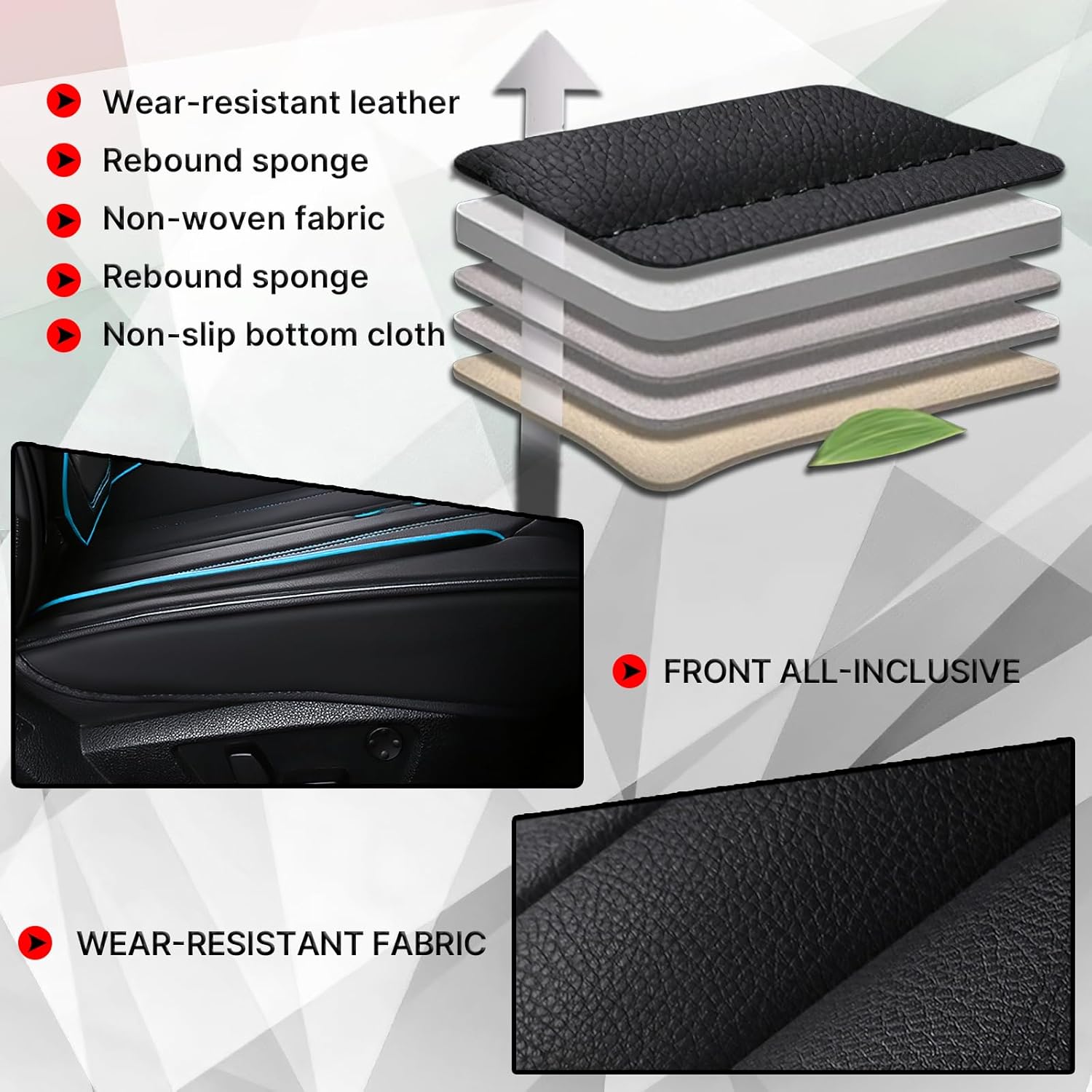 Car Seat Covers for Ford Mustang 2000-2025, Premium Nappa Leather Car Seat Cover, Automobile Seat Cover Sets, Stylish Sport Seat Protectors.(Standard 2 Seats/Black Blue)