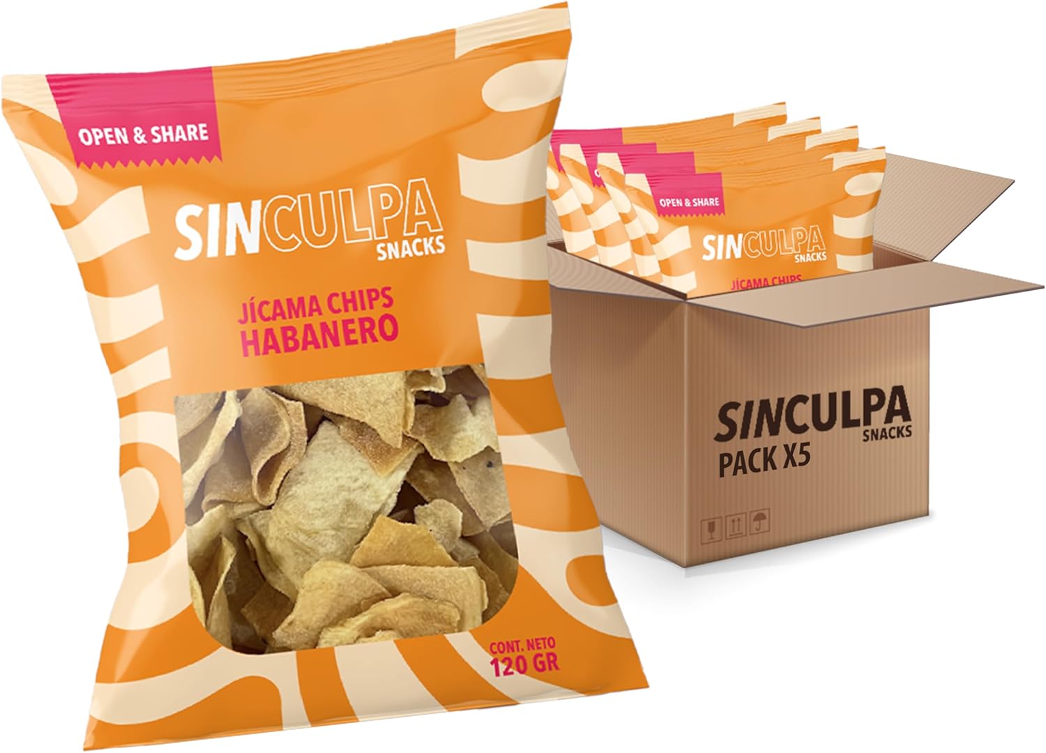 SIN CULPA SNACKS Snack Jicama deshidratado 5 Bolsas x 120gr
