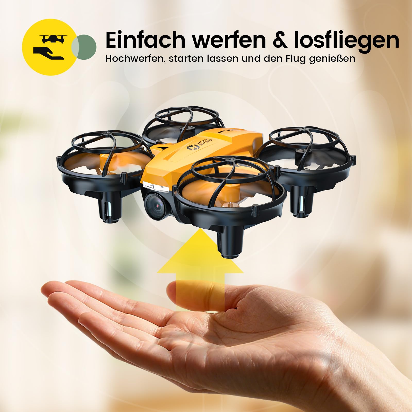 Holy Stone HS420 Mini Drohne mit HD 1080P Einstellbarer Kamera,mit 2 Steuerungsmodi,Not Aus,Umkreisen,360°Flip,Headless Modus,2 Geschwindigkeiten Geschenk für Anfänger Kinder,Orange
