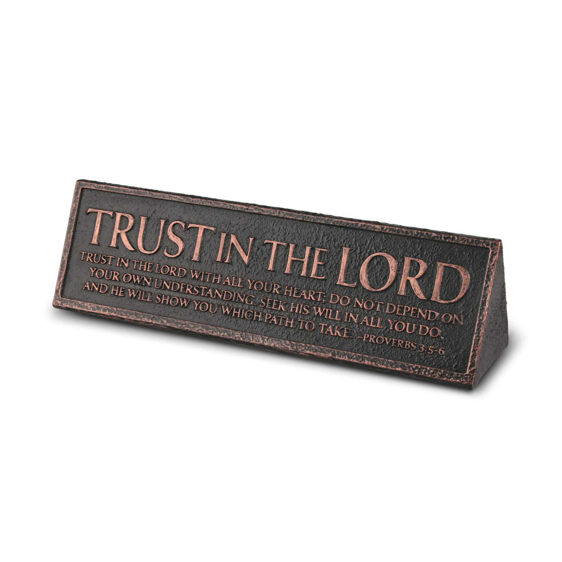 Lighthouse Christian Products Cast Stone & Copper Trust in The Lord Plaque
