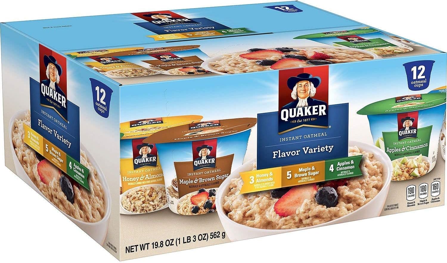 Quaker Instant Oatmeal Variety Pack (1.68 oz. cup, 12 ct.)