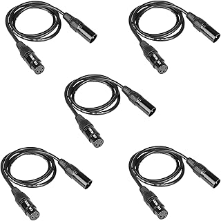 wonsung 5PCS 2m long dmx 512 xlr Cable dmx 6.5ft 3 Pin True Dmx Cable male to female for dmx stage lights