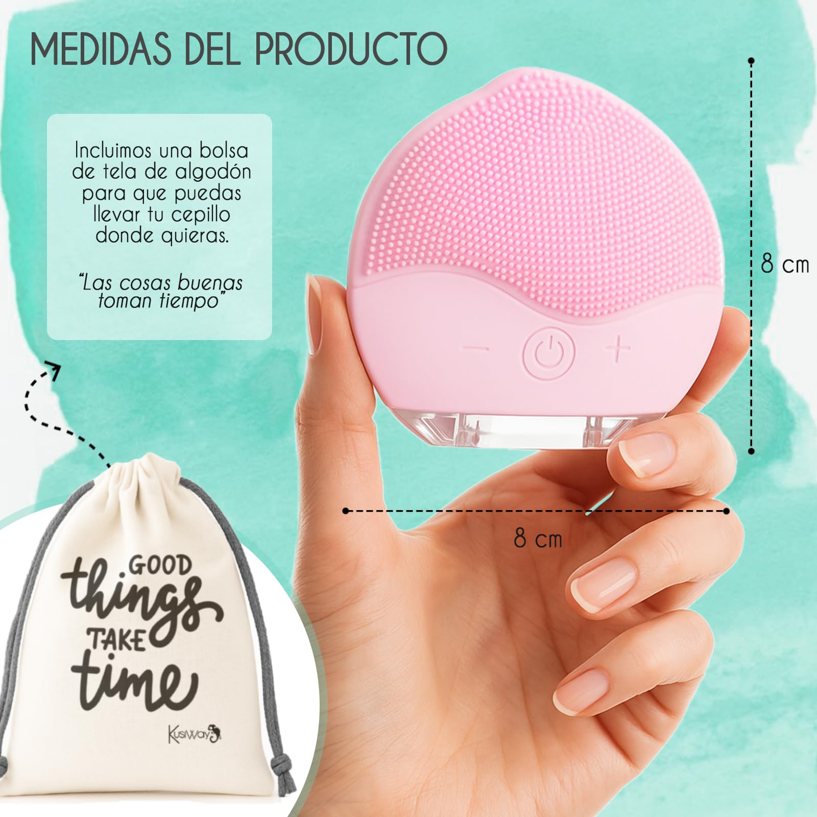 Attitude Cepillo facial limpiador eléctrico recargable de silicona resistente al agua IPX6