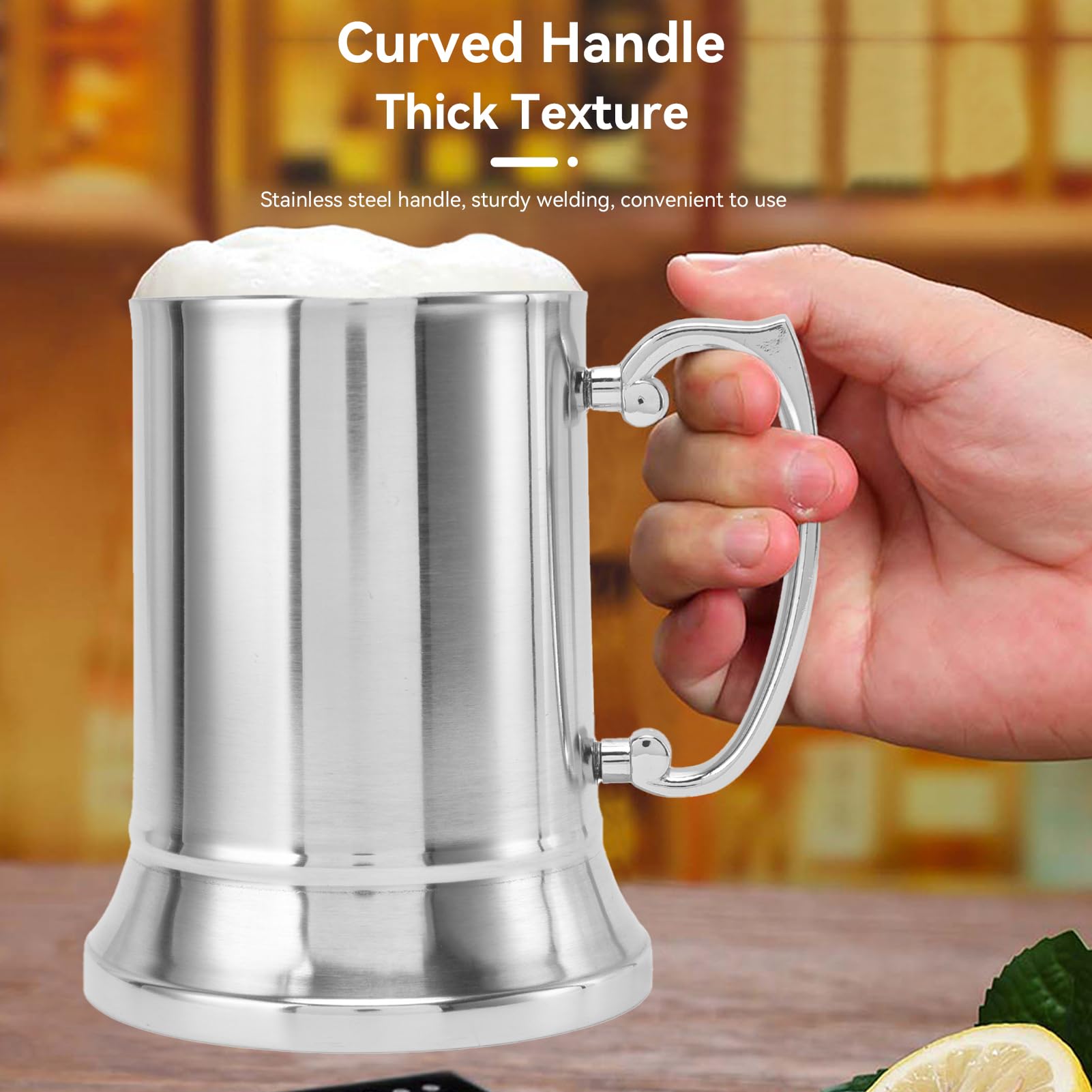 Stainless Steel Coffee Mug, 18.9oz/560ml Double Walled Beer Mug Tumbler with Handle Milk Mug Camping Travel Coffee Mug