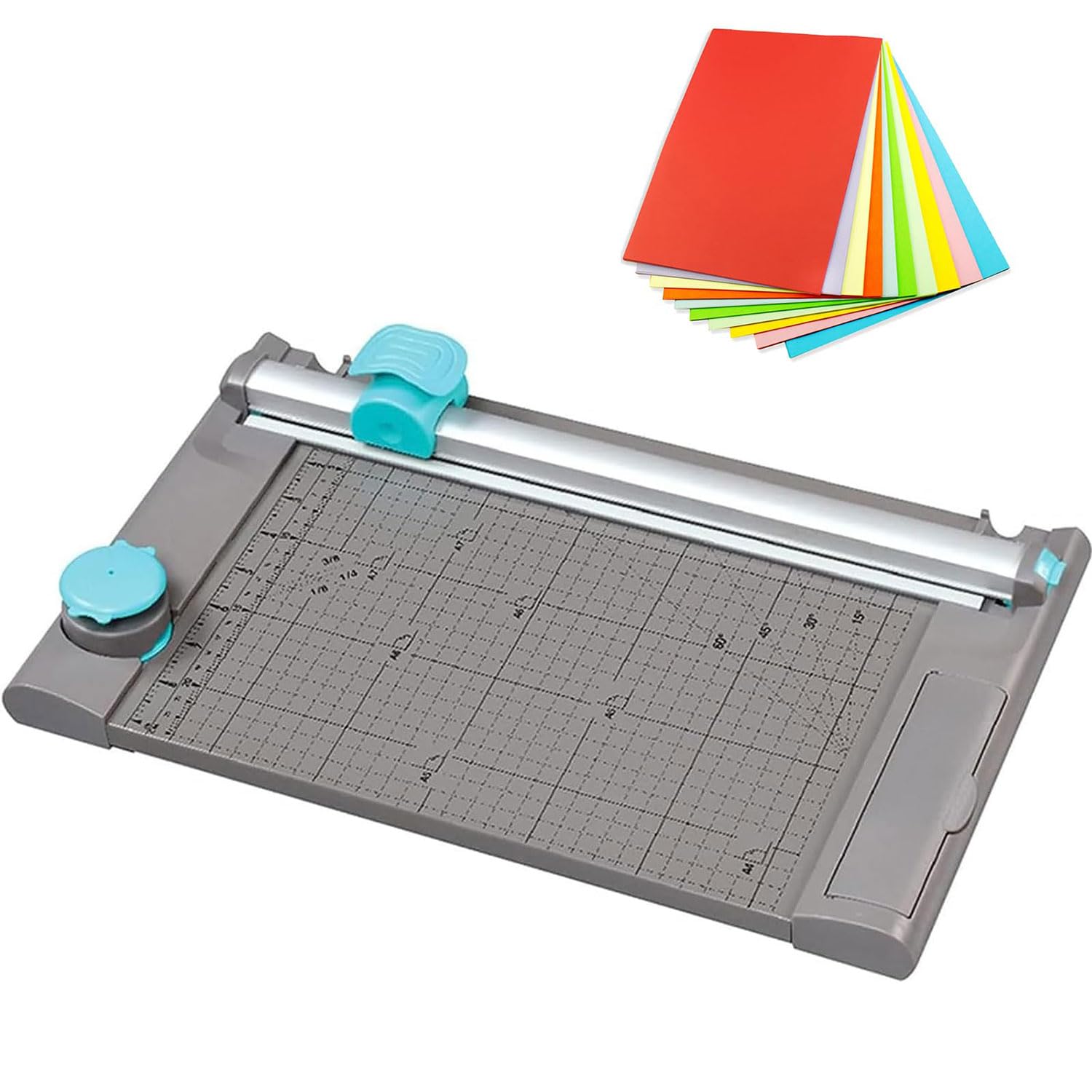 Taglierina formato A4 con 3 coltelli per linee dritte e forate, ondulate e angoli arrotondati, ideale per etichette, foto e coupon