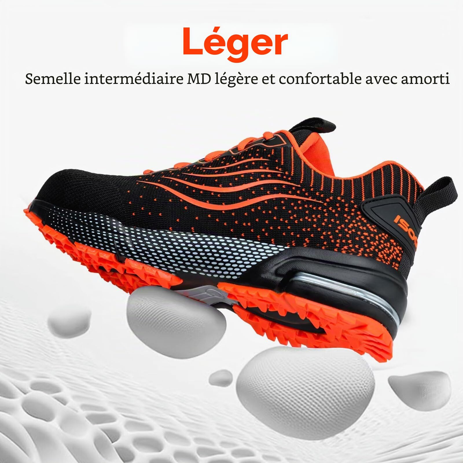 ISOOUS Chaussures de Sécurité Homme Legere Chaussures de Travail Femme Respirante Embout Acier Protection Baskets de Sécurité Confortable