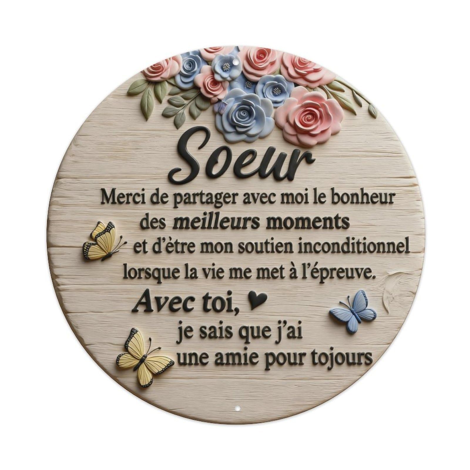 Zlatcbu Vintage Floral Butterflies Wooden Plaque Text Art Metal Tin Sign Retro Wall Art Poster, Decor For Home Living Room Bar Cafe Garage, 8X8 Inch