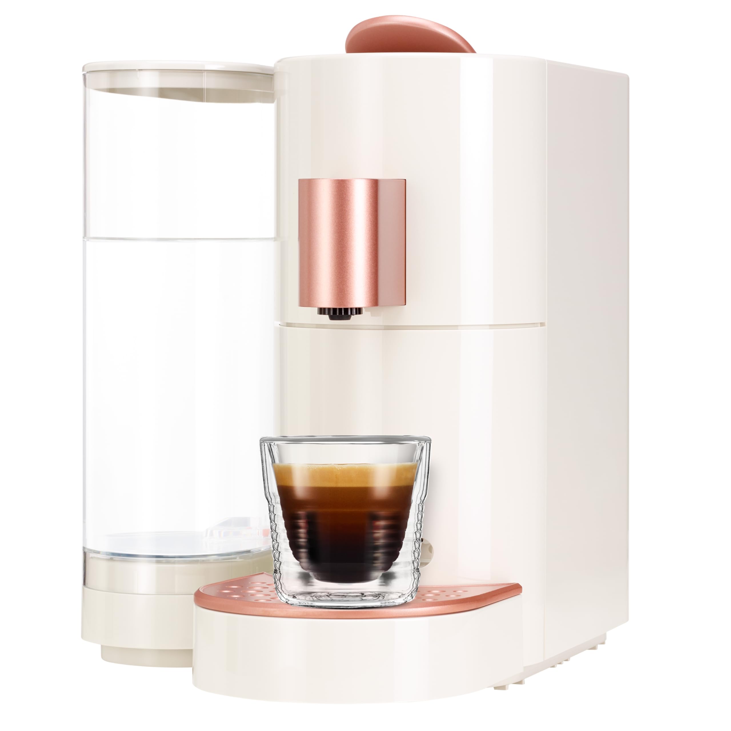 K-FEE TWINS II Capsule Machine for Coffee, Tea and Cocoa, Coffee Maker for Large Cups, Fast Heating, 2.3 L Water Tank, 19 Bar, Beige, Rose Gold