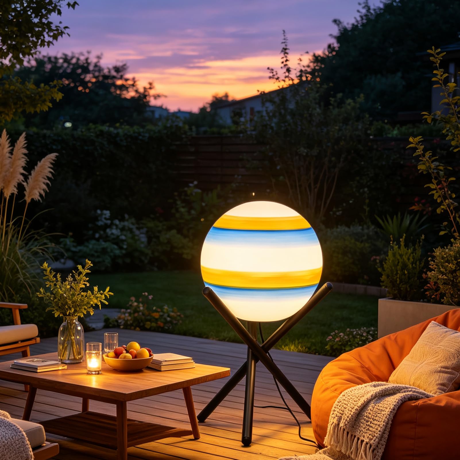 Lightdot 13.8-in Globe Floor Lamp Waterproof Outdoor Patio Floor Lamp, 10W
